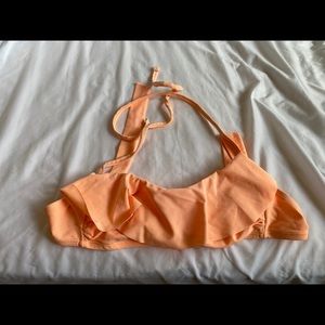 Coral halter tie bikini top